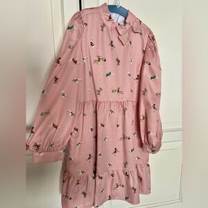 Janie and Jack Pink Dress with Dog Motif Size 8